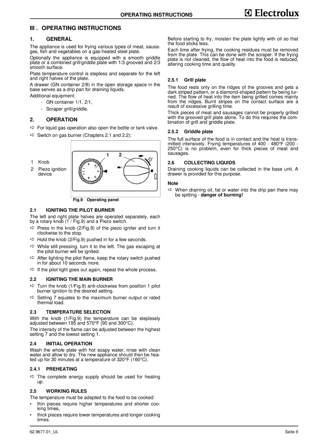 Electrolux 9CHG584122, WHGUSFOOOO, WHGUSAOOOO, WHGURFOOOO, 9CHG584125 III . Operating Instructions, General, Operation 