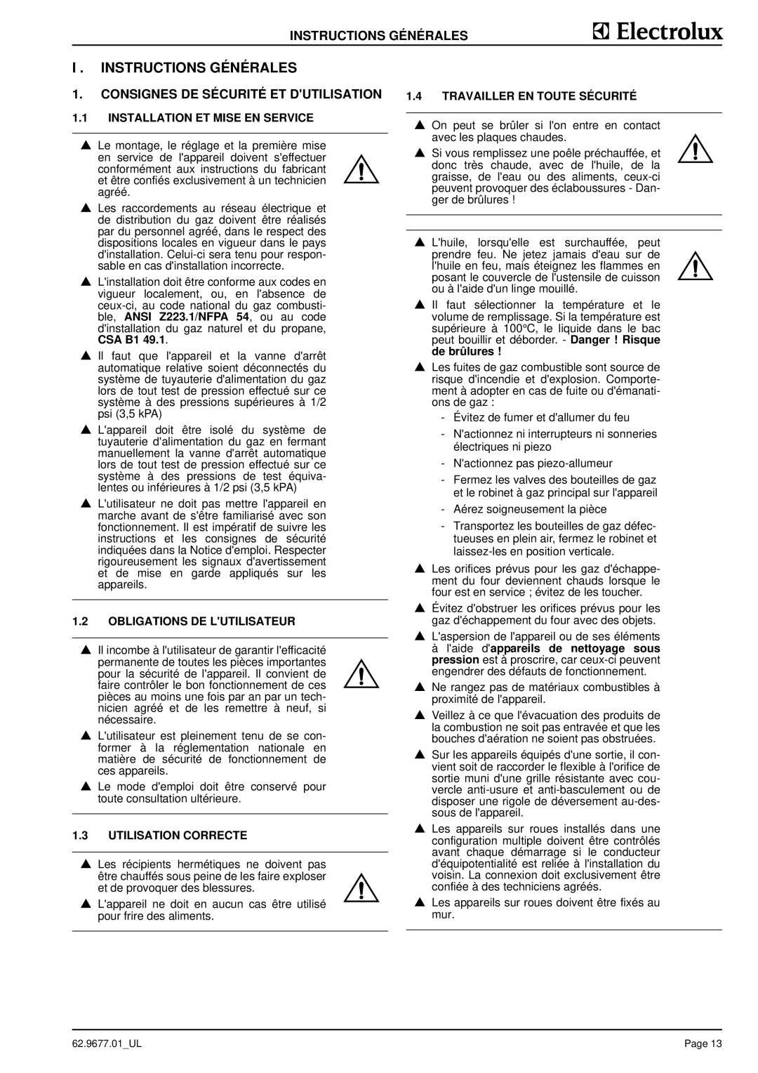 Electrolux 9CHG584123, WHGUSFOOOO, WHGUSAOOOO, WHGURFOOOO Instructions Générales, Consignes DE Sécurité ET Dutilisation 