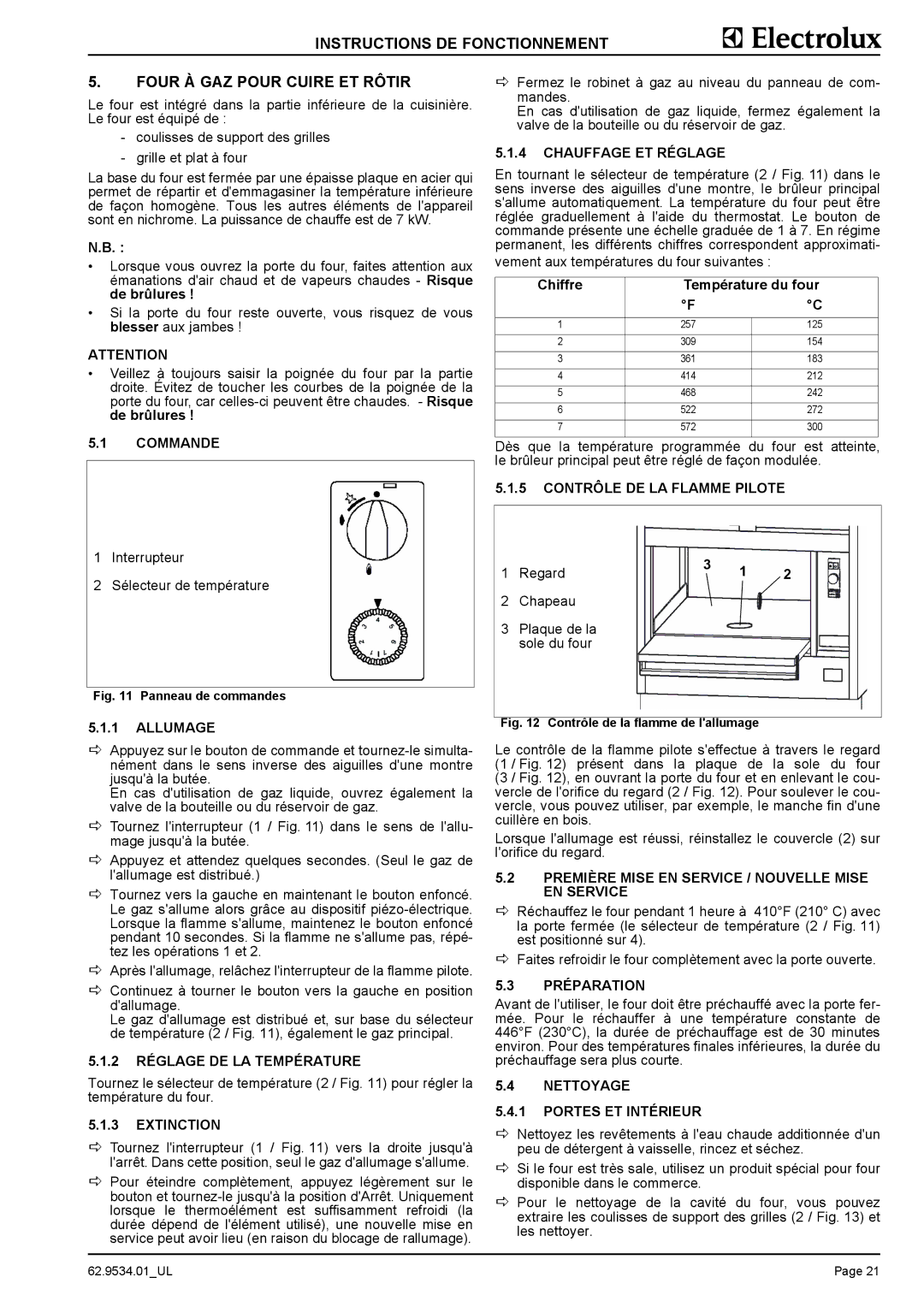 Electrolux 9CHG584160, WLGWAAOOOO Chauffage ET Réglage, Allumage, 2 Réglage DE LA Température, Extinction, Préparation 