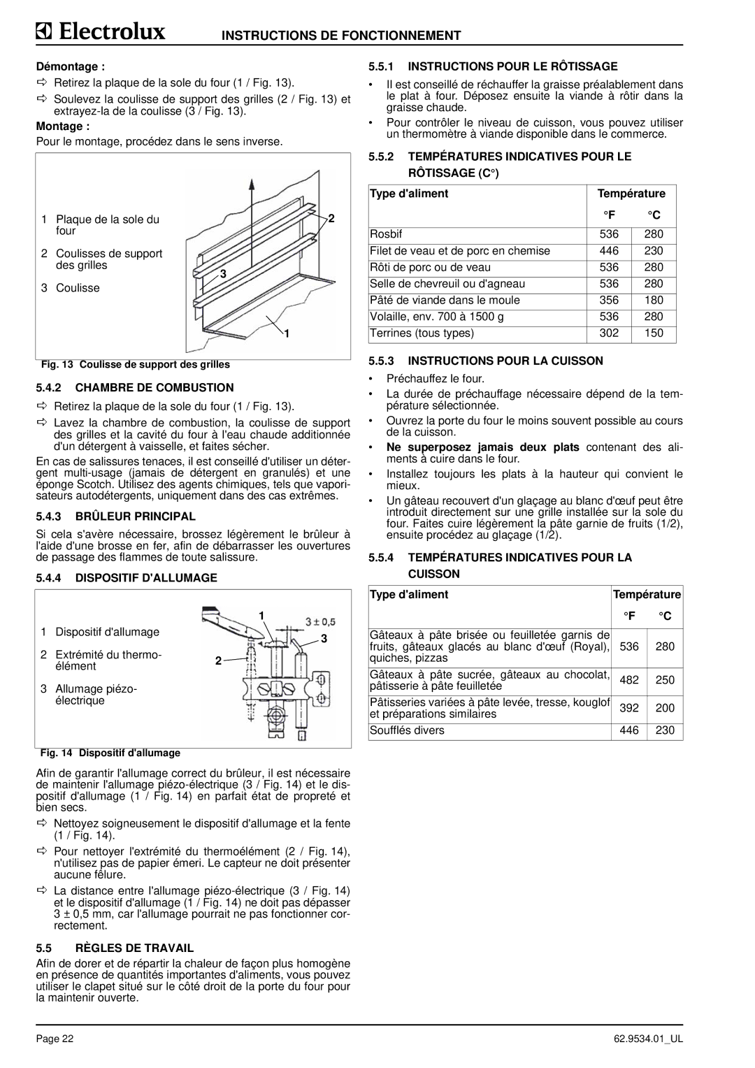 Electrolux WLGWAAOOOO, WLGWDAOOOO manual Chambre DE Combustion, 3 Brûleur Principal, Dispositif Dallumage, Règles DE Travail 