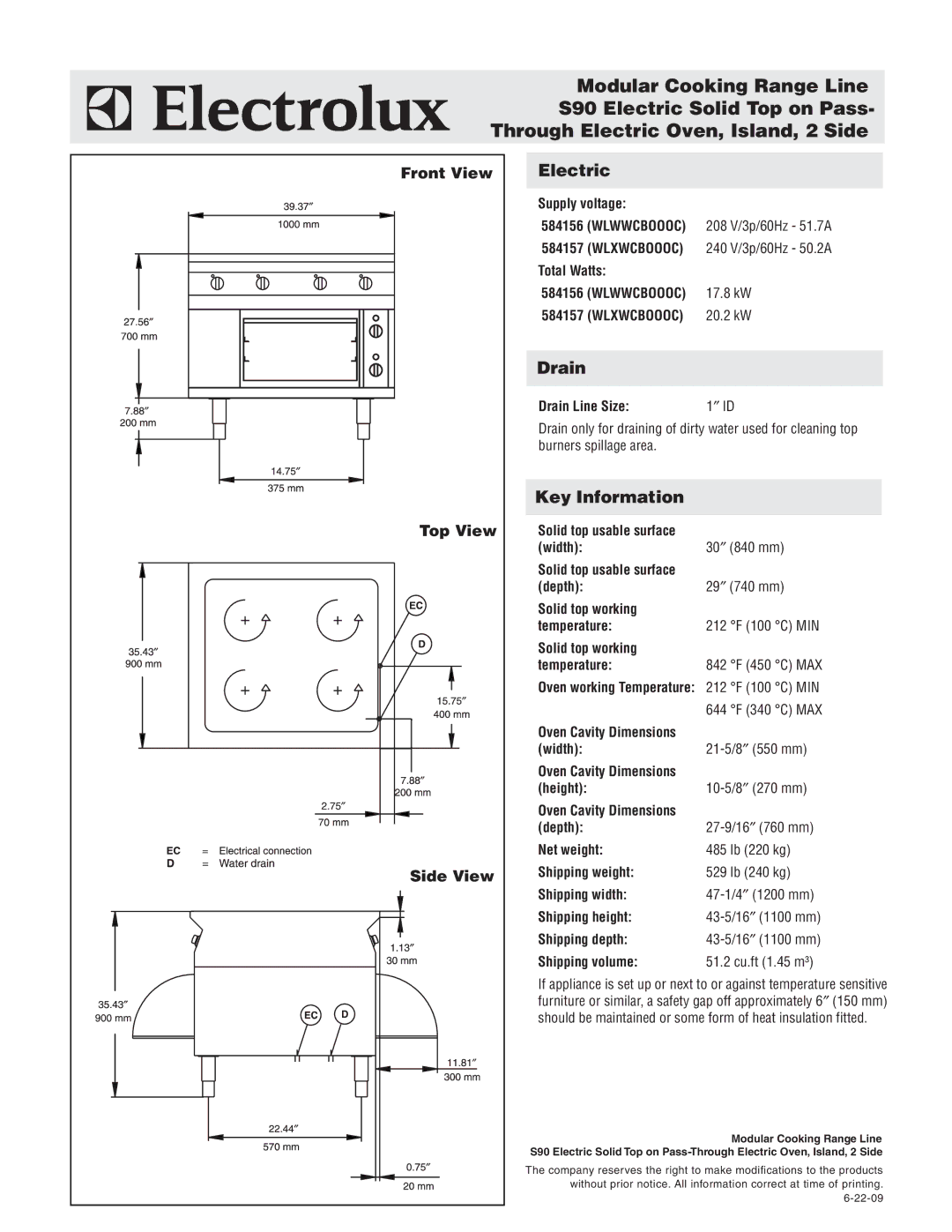 Electrolux 584156, WLXWCBOOOC, WLWWCBOOOC, 584157 warranty Electric, Drain, Key Information 