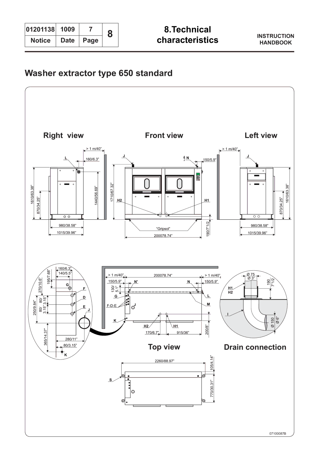 Electrolux WS4650H, WSB4250H, WS4500H, WSB4350H, WS4350H, WSB4650H, WSB4500H, WS4250H manual Washer extractor type 650 standard 