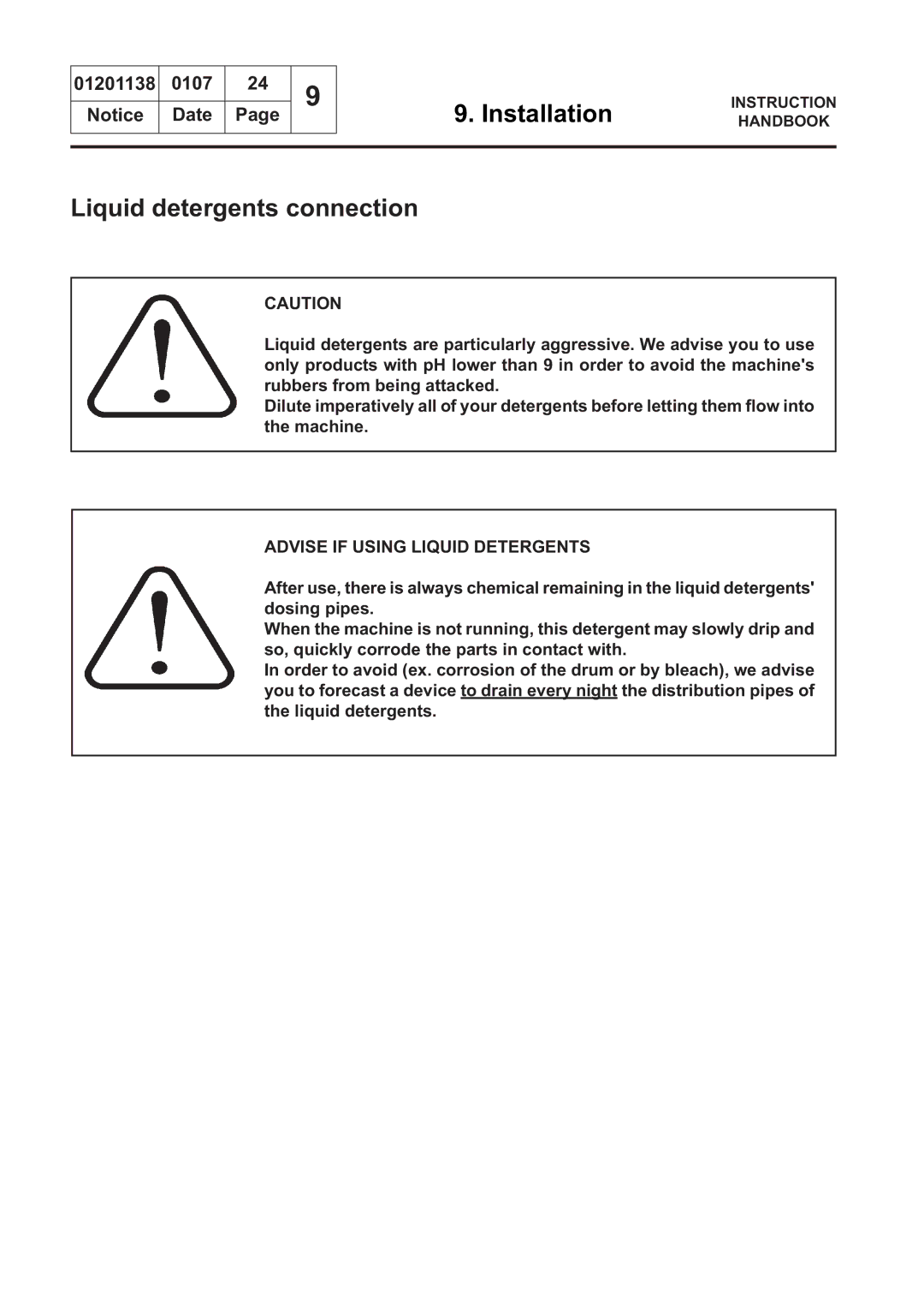 Electrolux WS4500H, WS4650H, WSB4250H, WSB4350H, WS4350H manual Liquid detergents connection, Advise if Using Liquid Detergents 