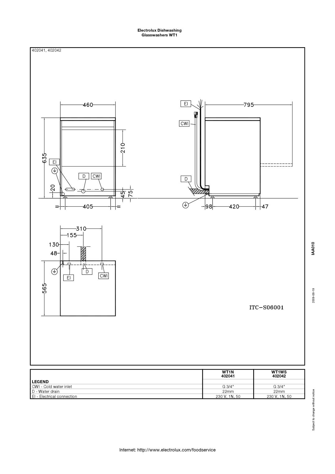 Electrolux WT1N4, WT1TOP, 402010, 402046, 402043, 402042, 402041 manual WT1N WT1WS 