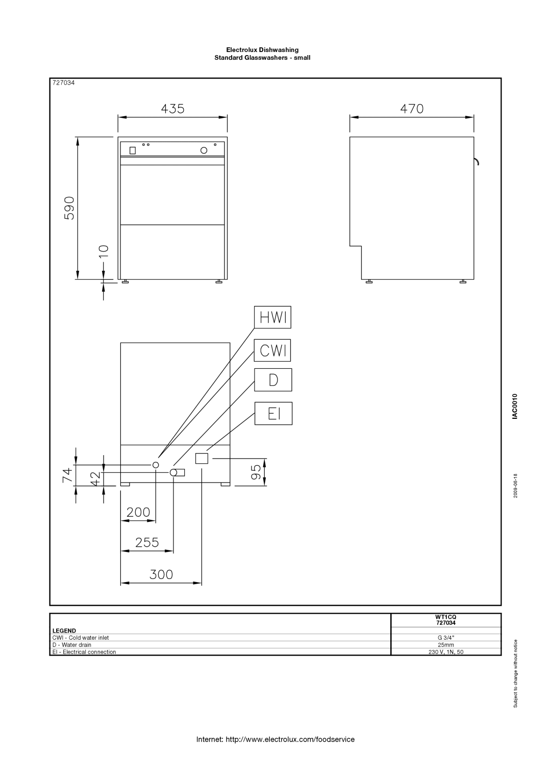 Electrolux WT1CQ, WT1QDD, 727040, 727038, 727039 manual 727034 