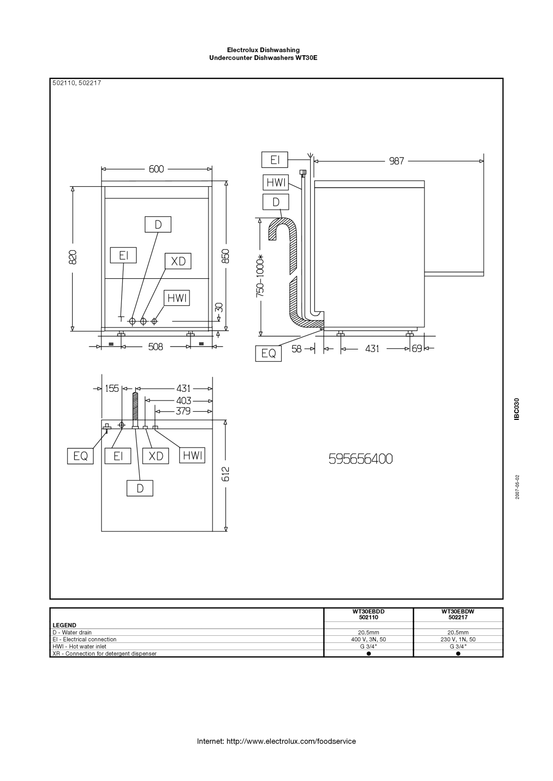 Electrolux WT30E manual 502110 