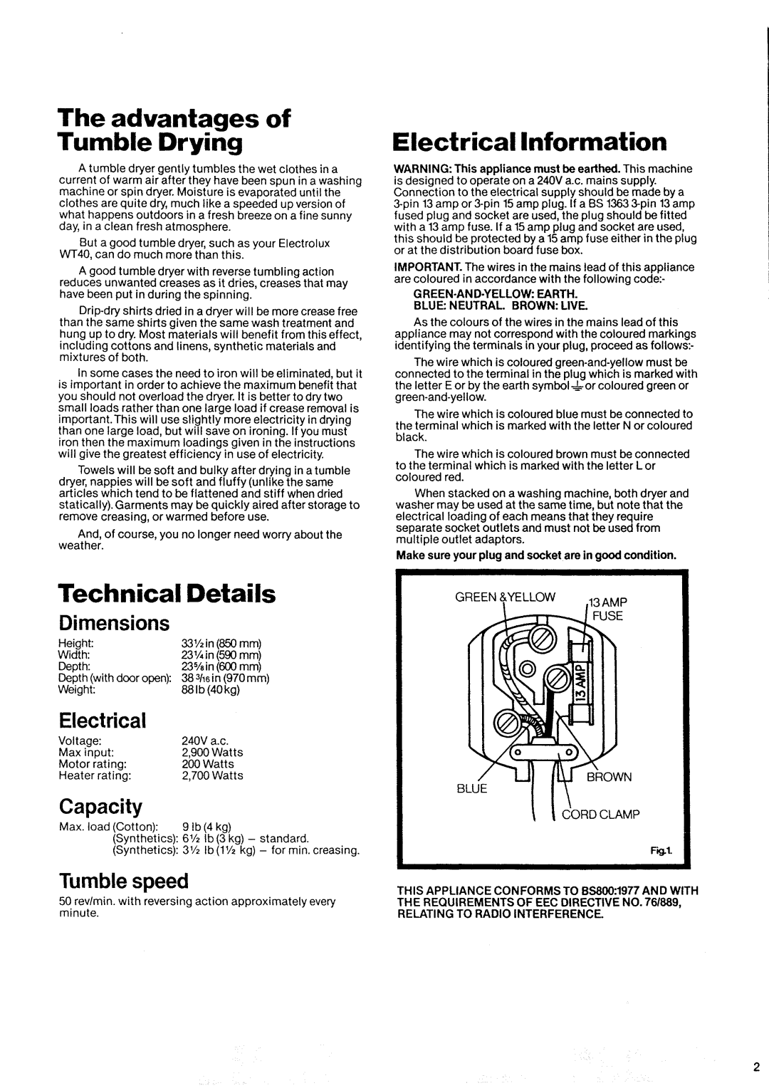 Electrolux WT40 manual 