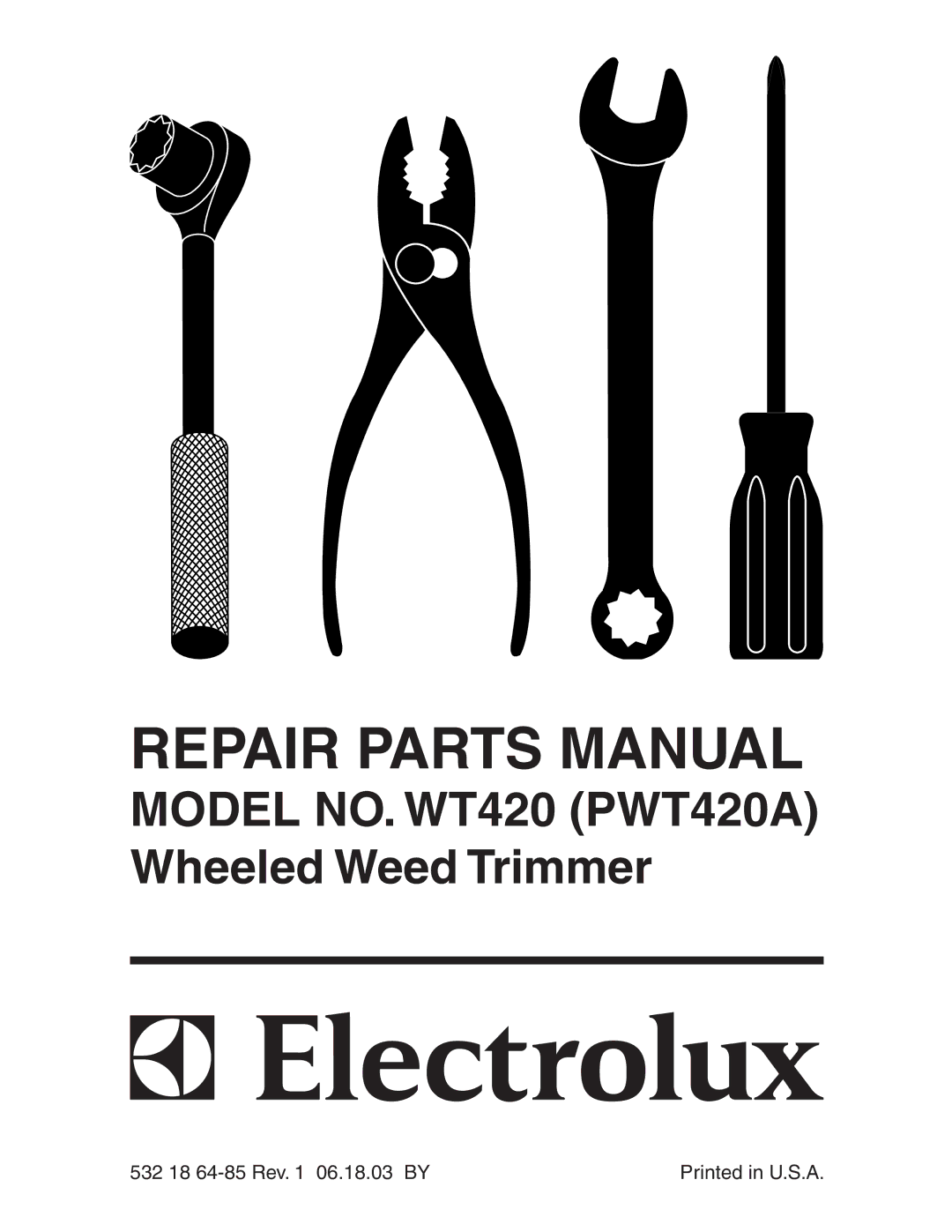 Electrolux WT420 manual Repair Parts Manual 