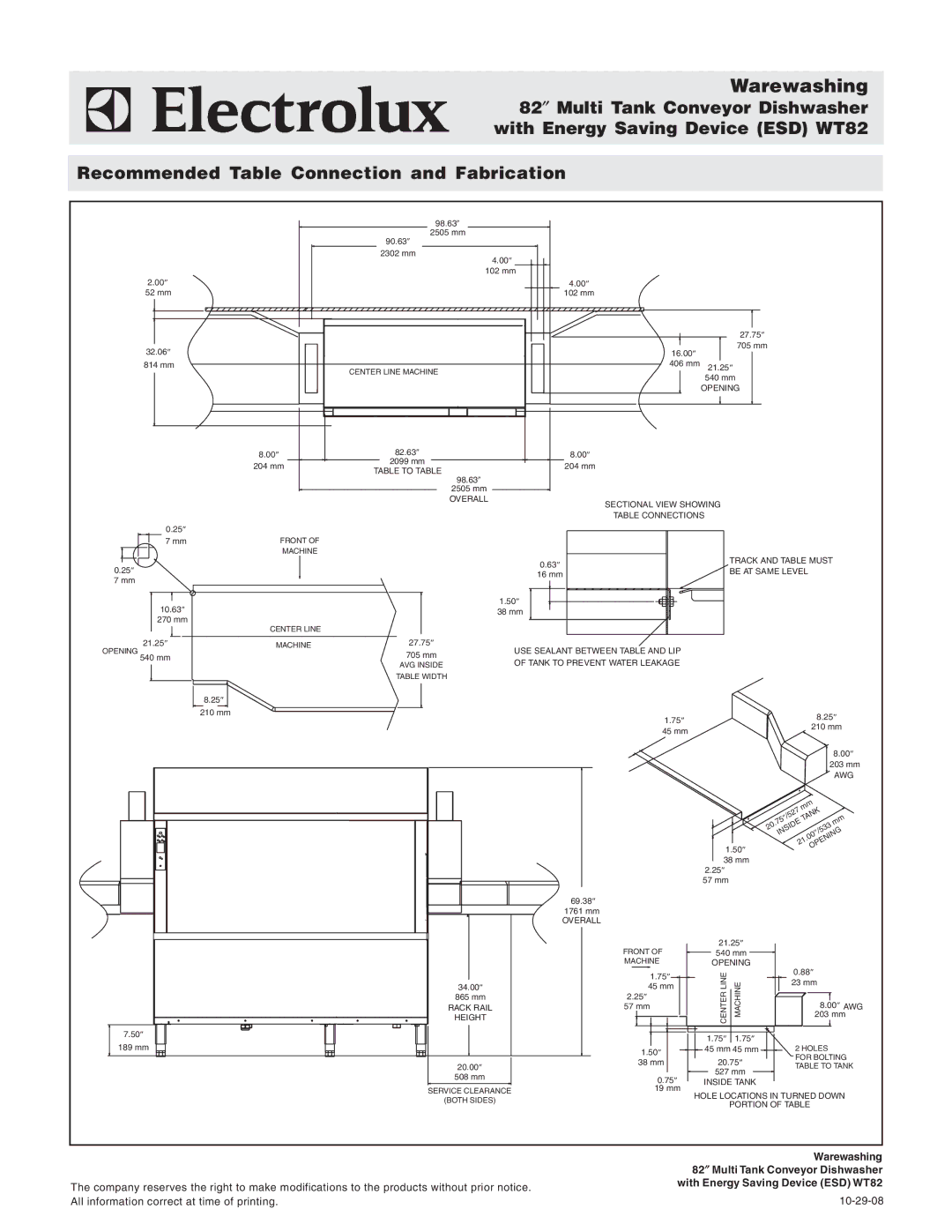 Electrolux 534176, WT82AL208, WT82AR240, WT82AR208, WT82AL240, 534175, 534177, 534174 warranty Warewashing 