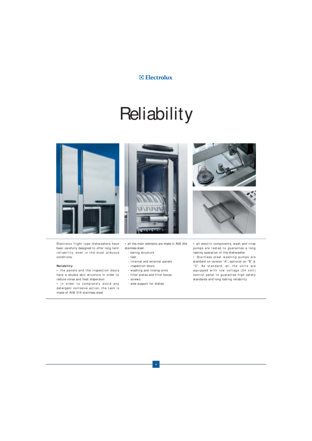 Electrolux WTF3H, WTF4H, WTF2H, WT730 TCW brochure Reliability 