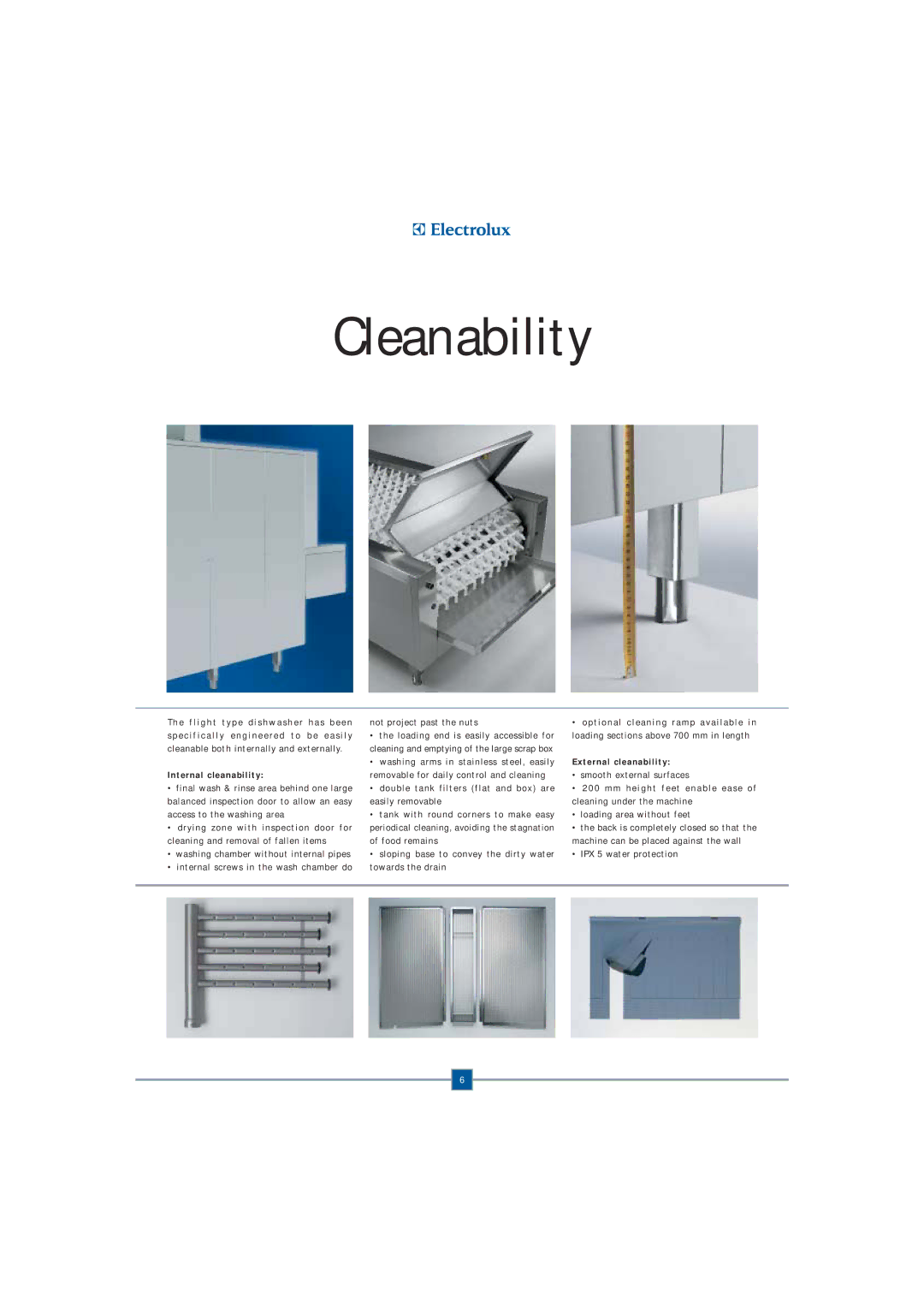 Electrolux WT730 TCW, WTF3H, WTF4H, WTF2H brochure Cleanability, Internal cleanability, External cleanability 