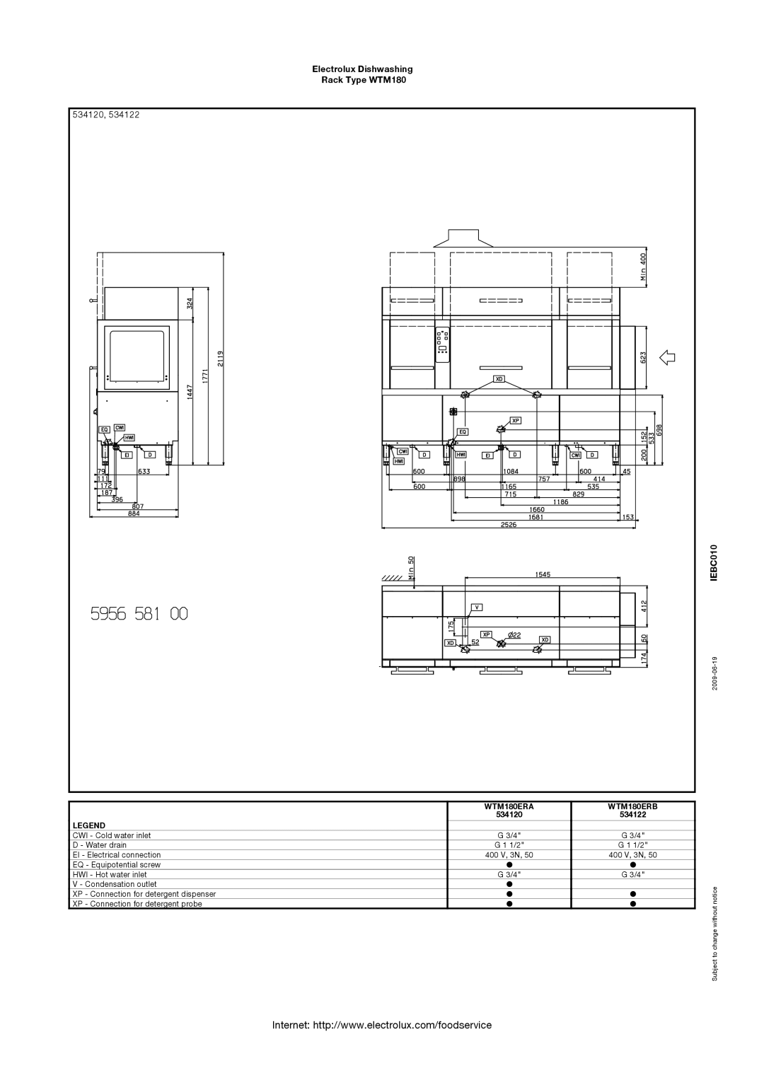 Electrolux WTM180SRA, WTM180SLA, 534128, 534129, 534123, 534121, WTM180ELA, WTM180ELB WTM180ERA WTM180ERB, 534120 534122 