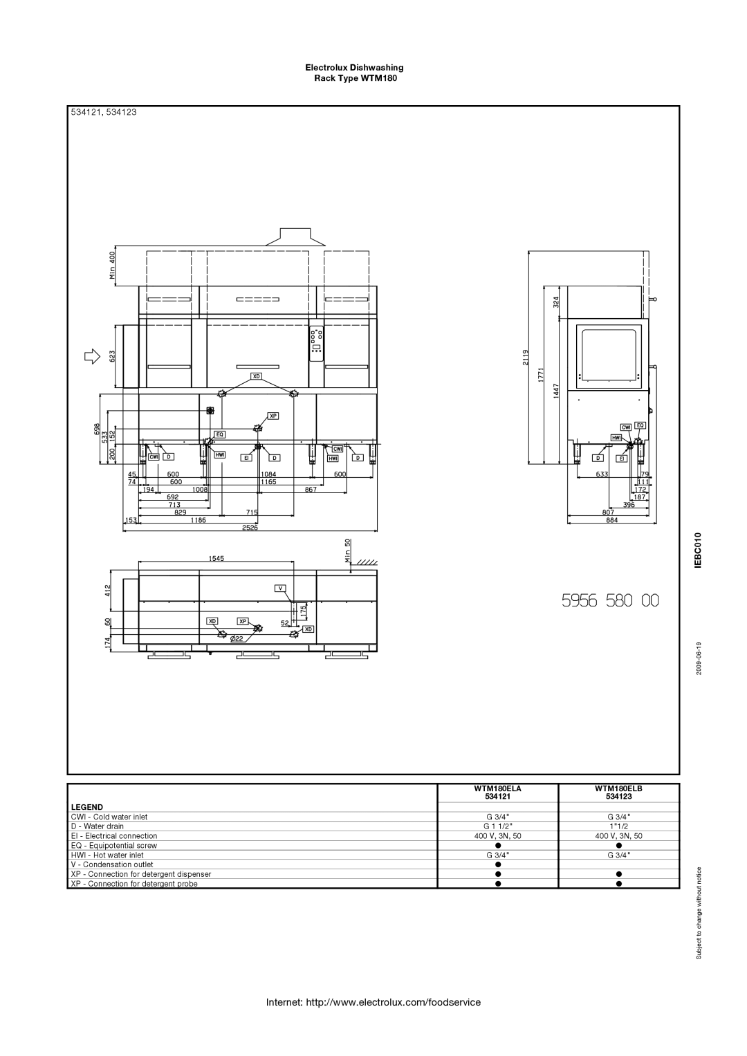 Electrolux 534128, WTM180SRA, WTM180ERA, WTM180SLA, WTM180ERB, 534129, 534120, 534122 WTM180ELA WTM180ELB, 534121 534123 