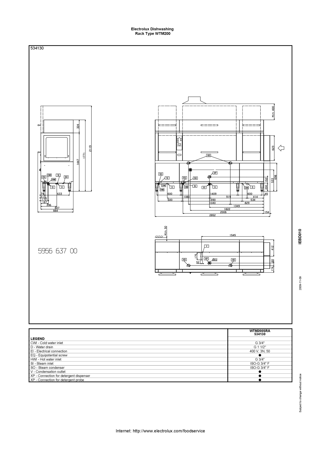 Electrolux 534109, WTM200SLA, WTM200ERB, WTM200ERA, WTM200ELB, WTM200ELA, 534110, 534111, 534108, 534131 manual 534130, WTM200SRA 