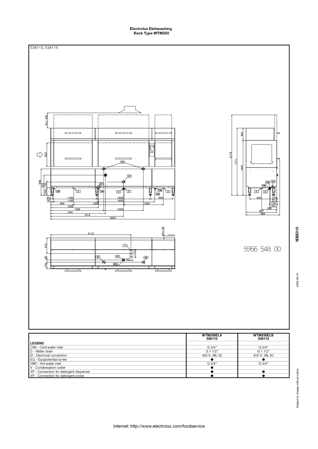 Electrolux WTM250SRA, WTM250ERA, WTM250SLA, WTM250ERB, 534112, 534133, 534132, 534114 WTM250ELA WTM250ELB, 534113 534115 