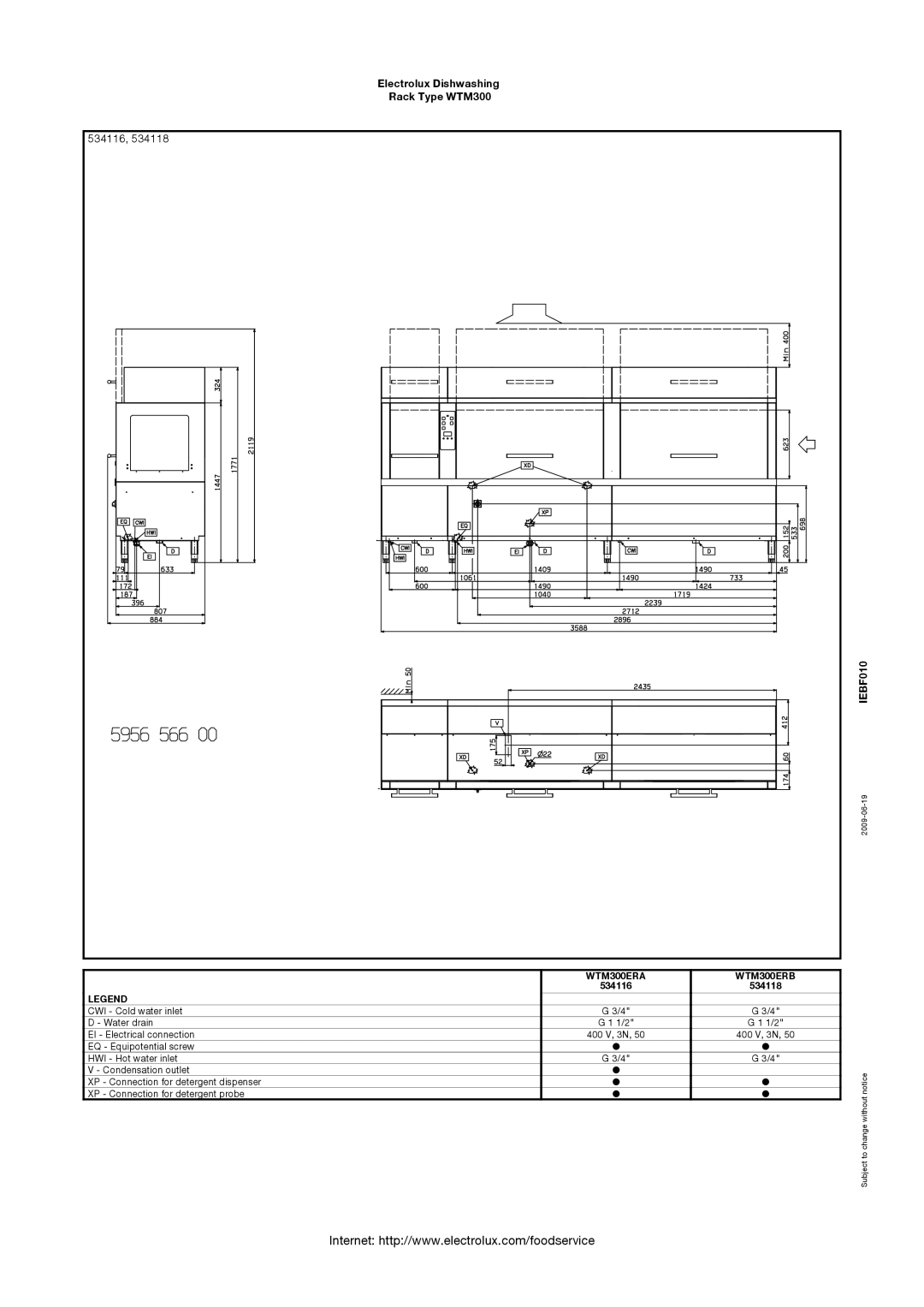 Electrolux WTM300SLA, WTM300ELA, WTM300SRA, WTM300ELB, 534135, 534134, 534119, 534117 WTM300ERA WTM300ERB, 534116 534118 