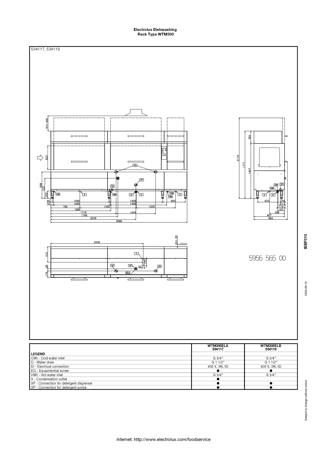 Electrolux WTM300ERA, WTM300SRA, WTM300ERB, WTM300SLA, 534135, 534134, 534116, 534118 WTM300ELA WTM300ELB, 534117 534119 