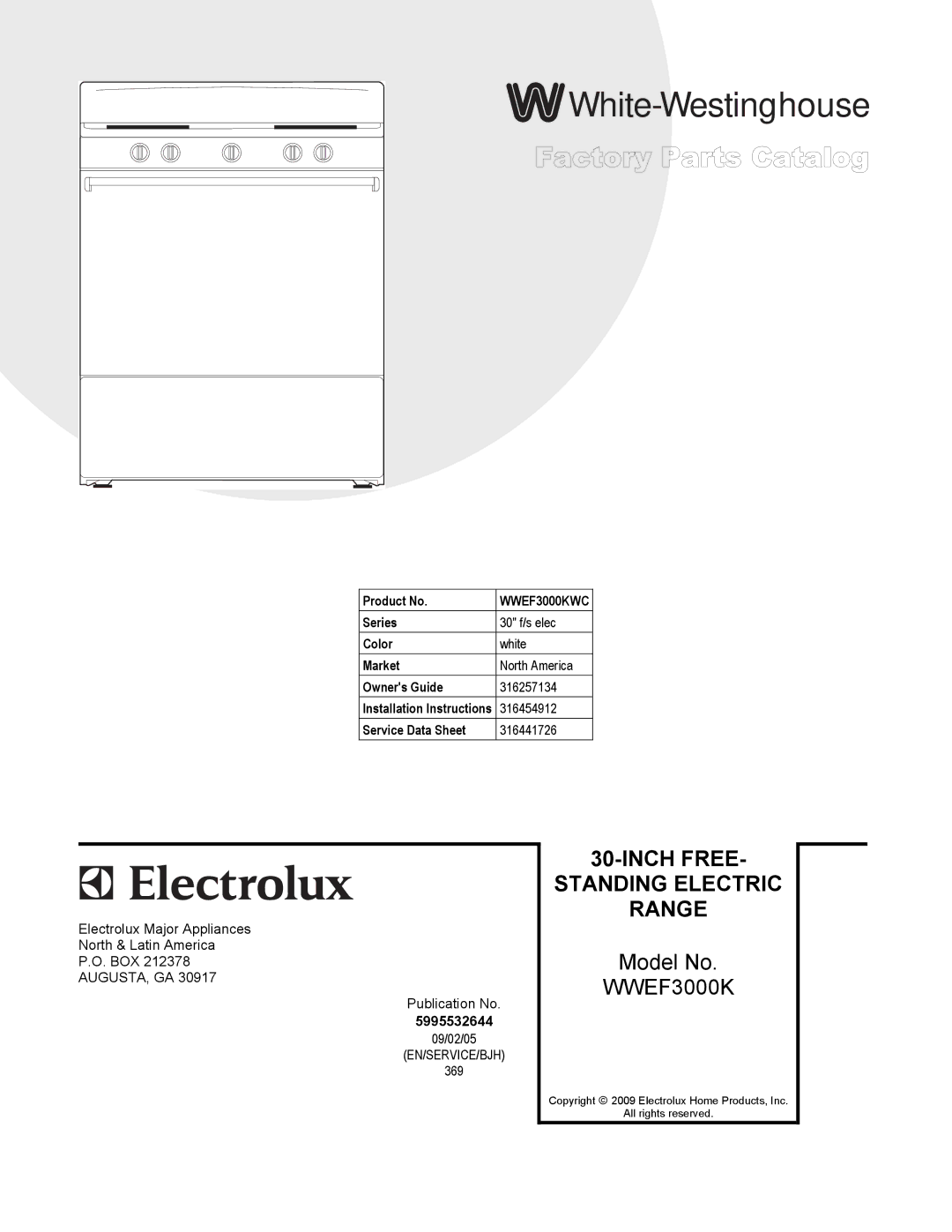 Electrolux installation instructions White-Westinghouse, WWEF3000KWC 