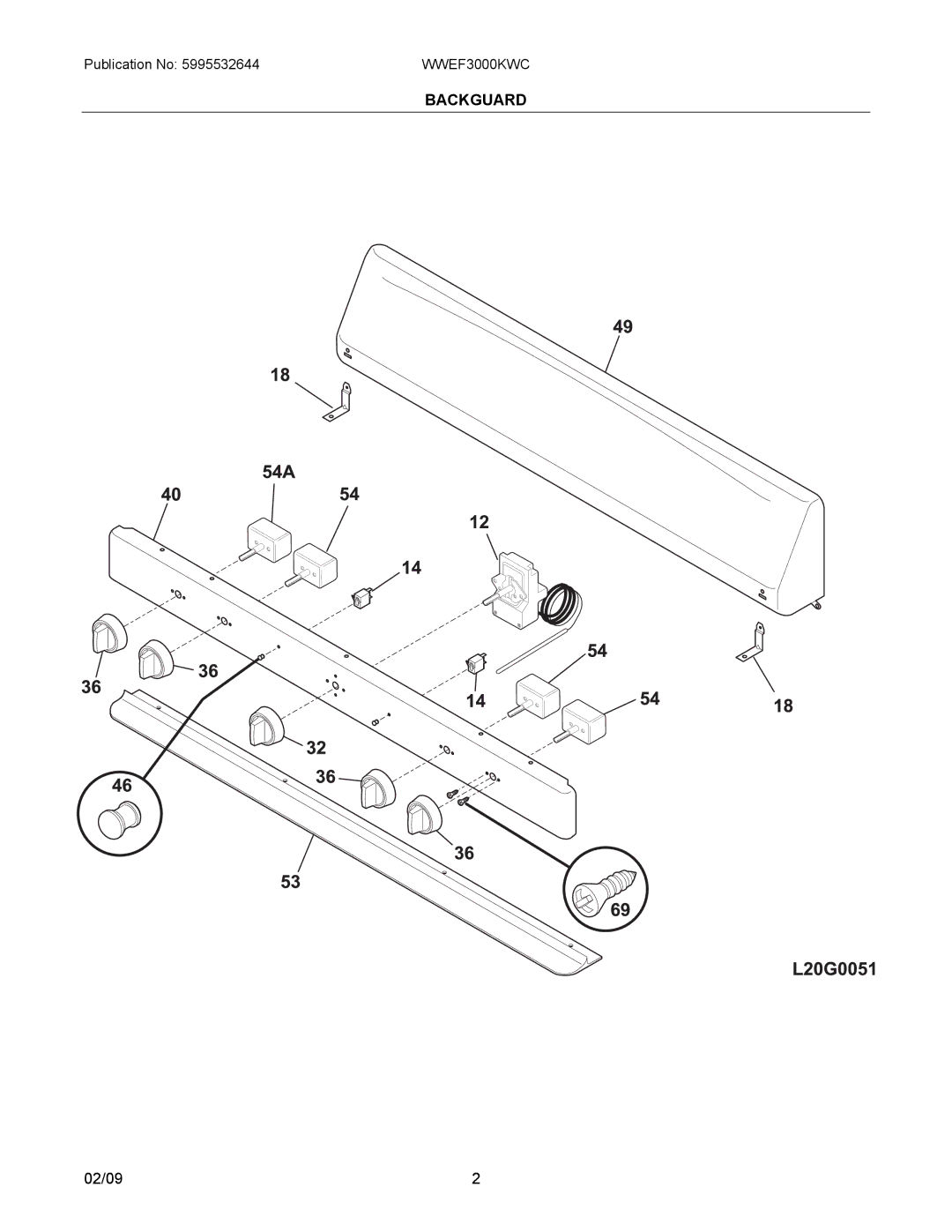 Electrolux WWEF3000K installation instructions Backguard 