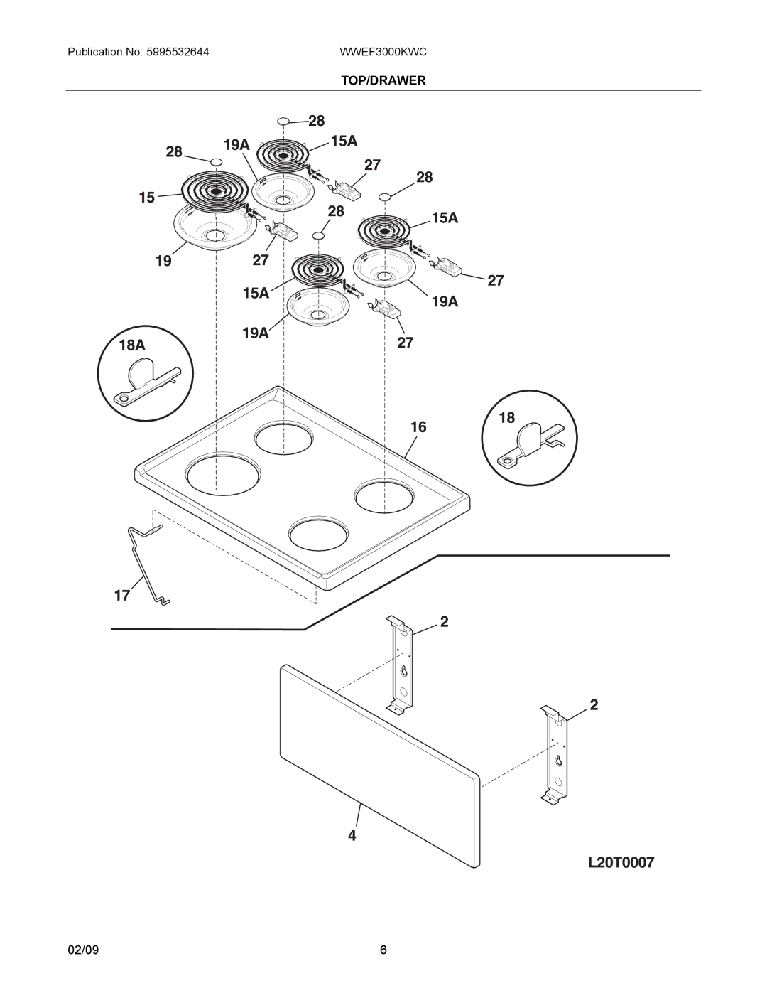 Electrolux WWEF3000K installation instructions Top/Drawer 