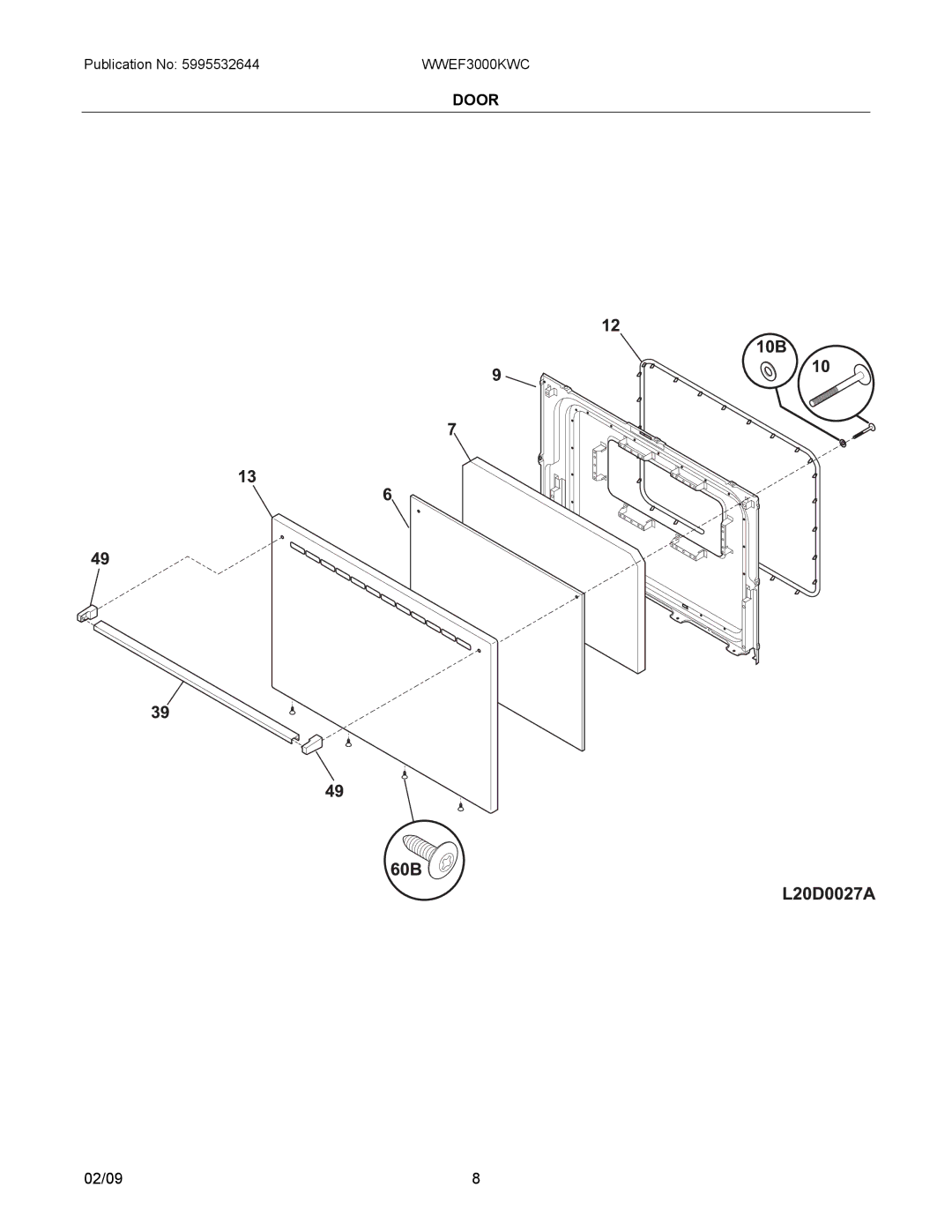 Electrolux WWEF3000K installation instructions Door 