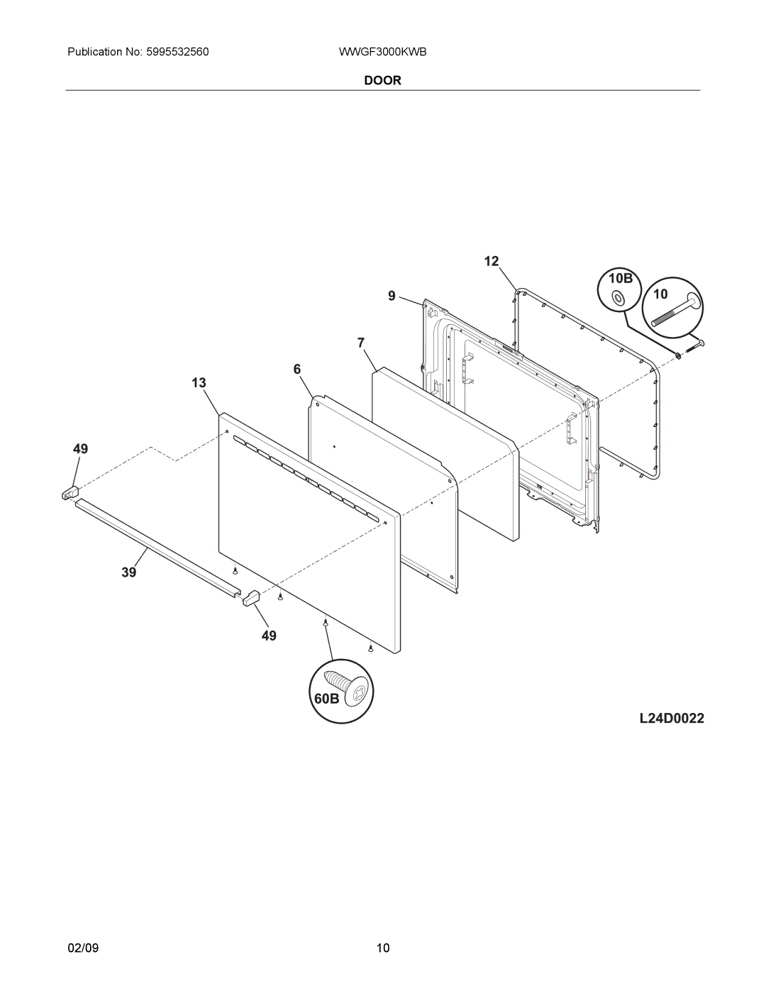 Electrolux WWGF3000KWB installation instructions Door 