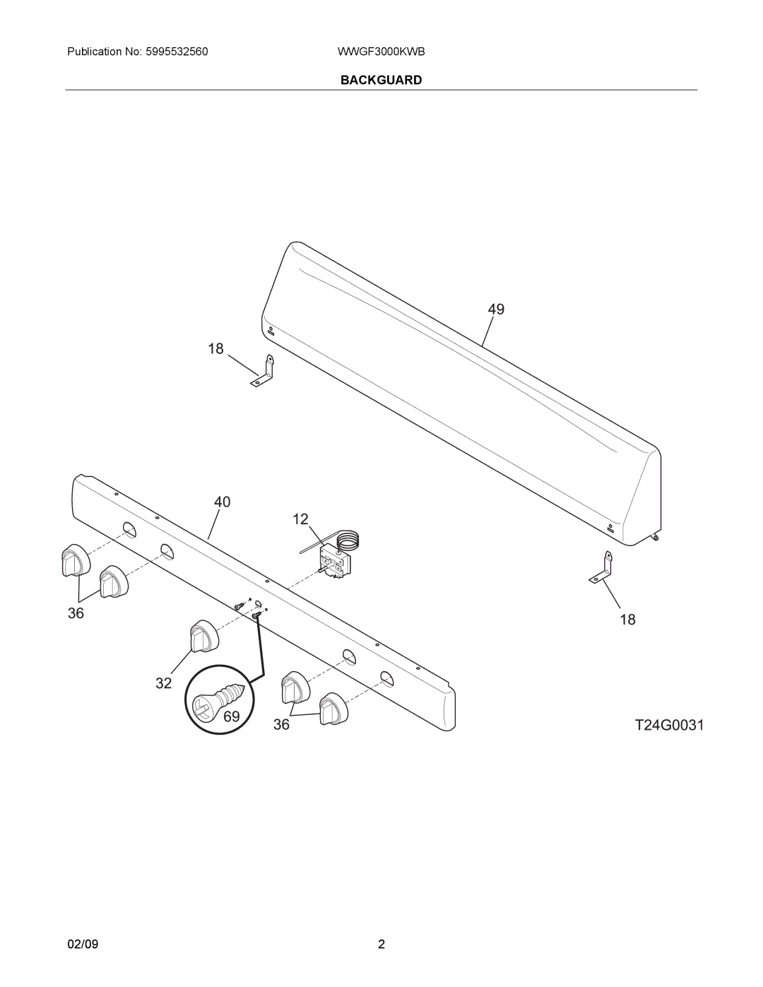 Electrolux WWGF3000KWB installation instructions Backguard 