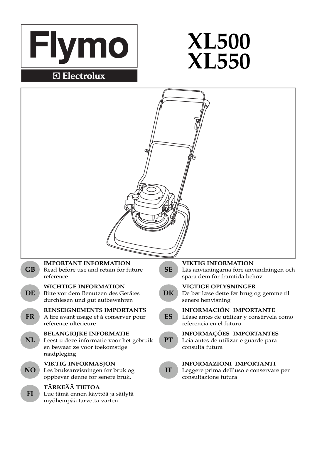 Electrolux manual XL500 XL550 