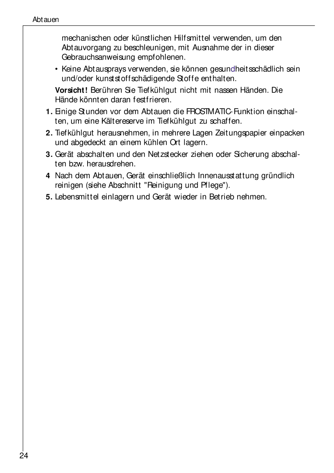 Electrolux Z 9 18 42-4 I user manual Abtauen 