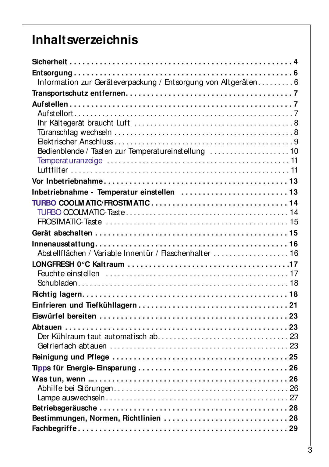 Electrolux Z 9 18 42-4 I user manual Inhaltsverzeichnis, Sicherheit Entsorgung 