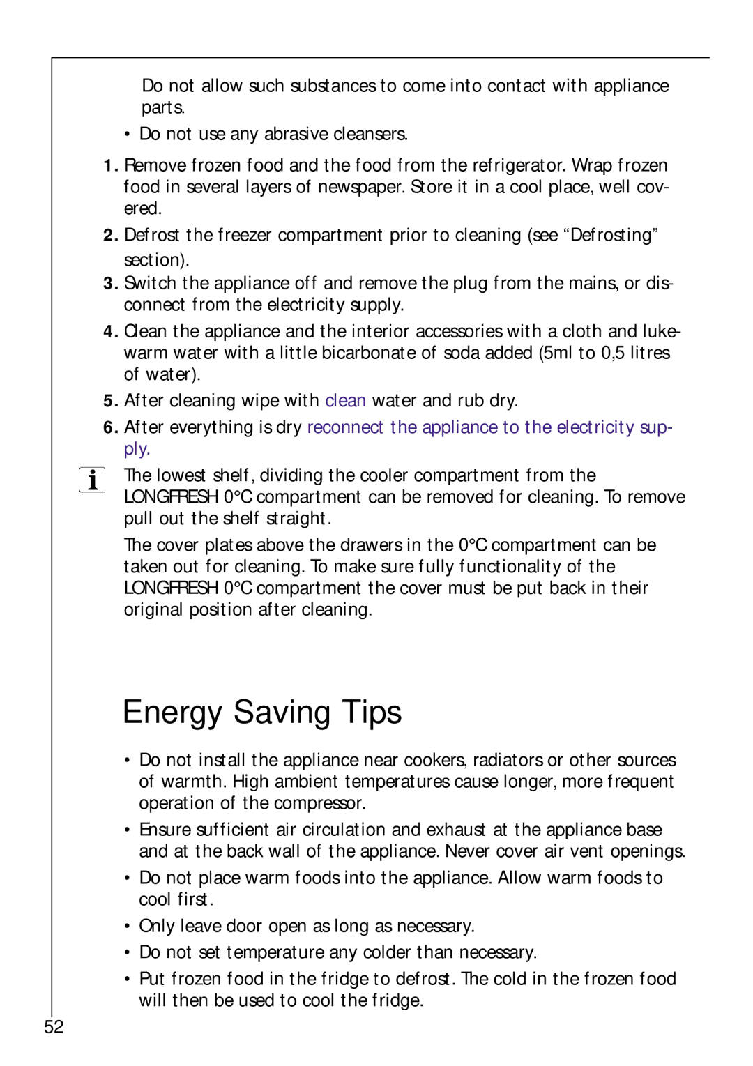 Electrolux Z 9 18 42-4 I user manual Energy Saving Tips 