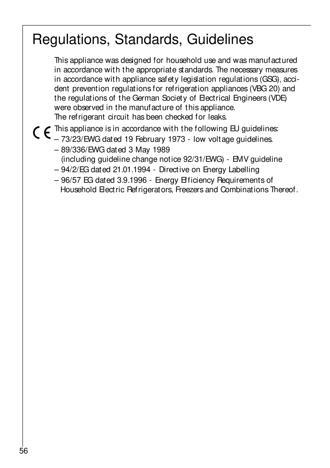 Electrolux Z 9 18 42-4 I user manual Regulations, Standards, Guidelines 