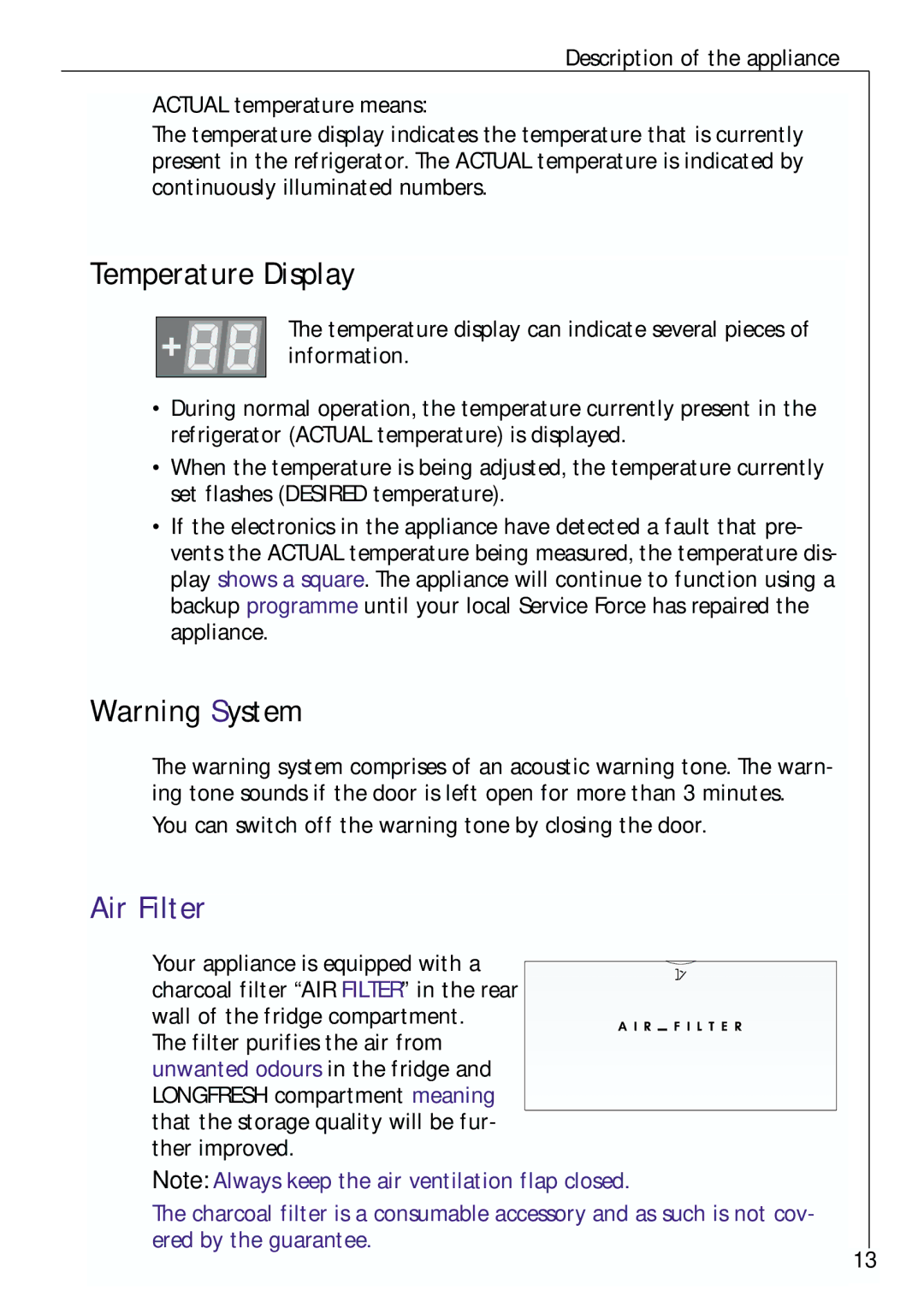 Electrolux Z 91200-4 i manual Temperature Display, Your appliance is equipped with a, Ther improved 