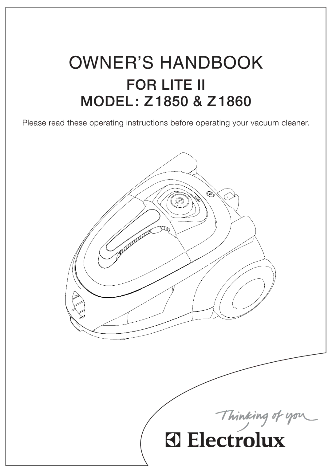 Electrolux Z1860, Z1850 manual 