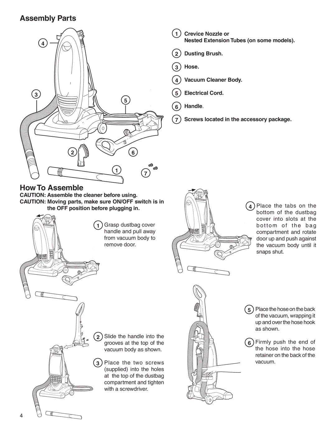 Electrolux Z2250 manual Assembly Parts, How To Assemble 