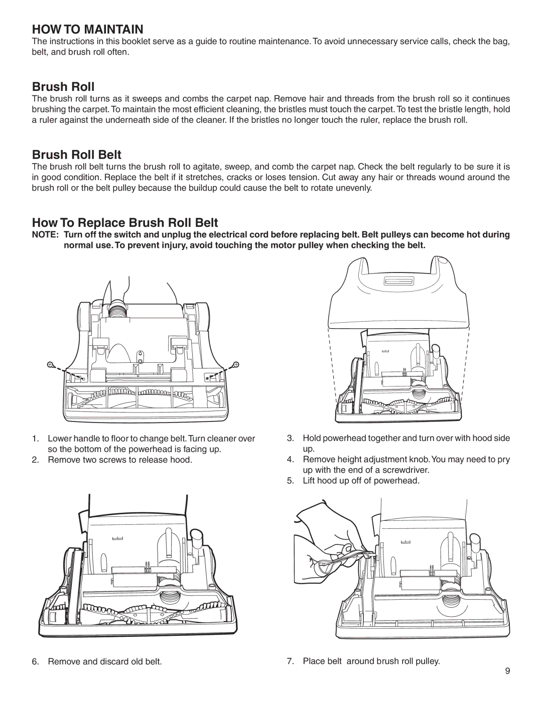 Electrolux Z2270-Z2290 Series manual HOW to Maintain, How To Replace Brush Roll Belt 