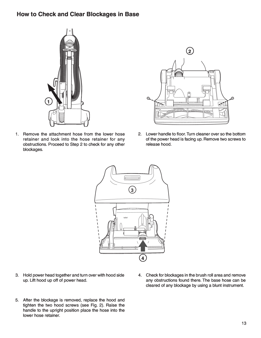 Electrolux Z2270-Z2290 Series manual How to Check and Clear Blockages in Base 
