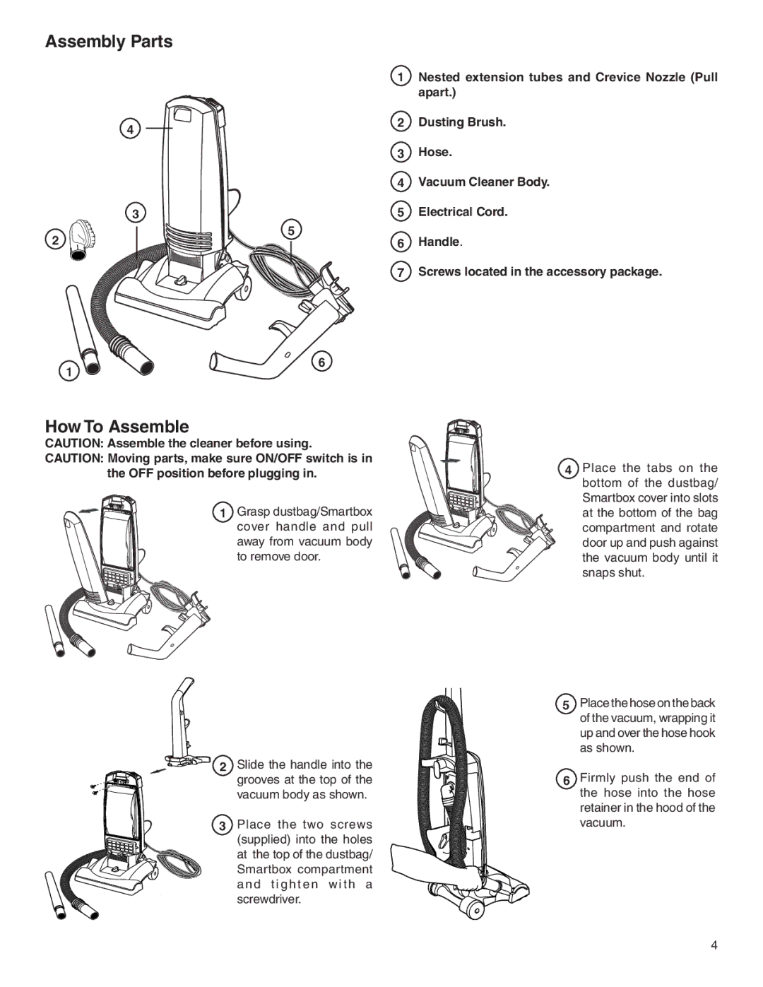 Electrolux Z2900 Series manual Assembly Parts, How To Assemble 