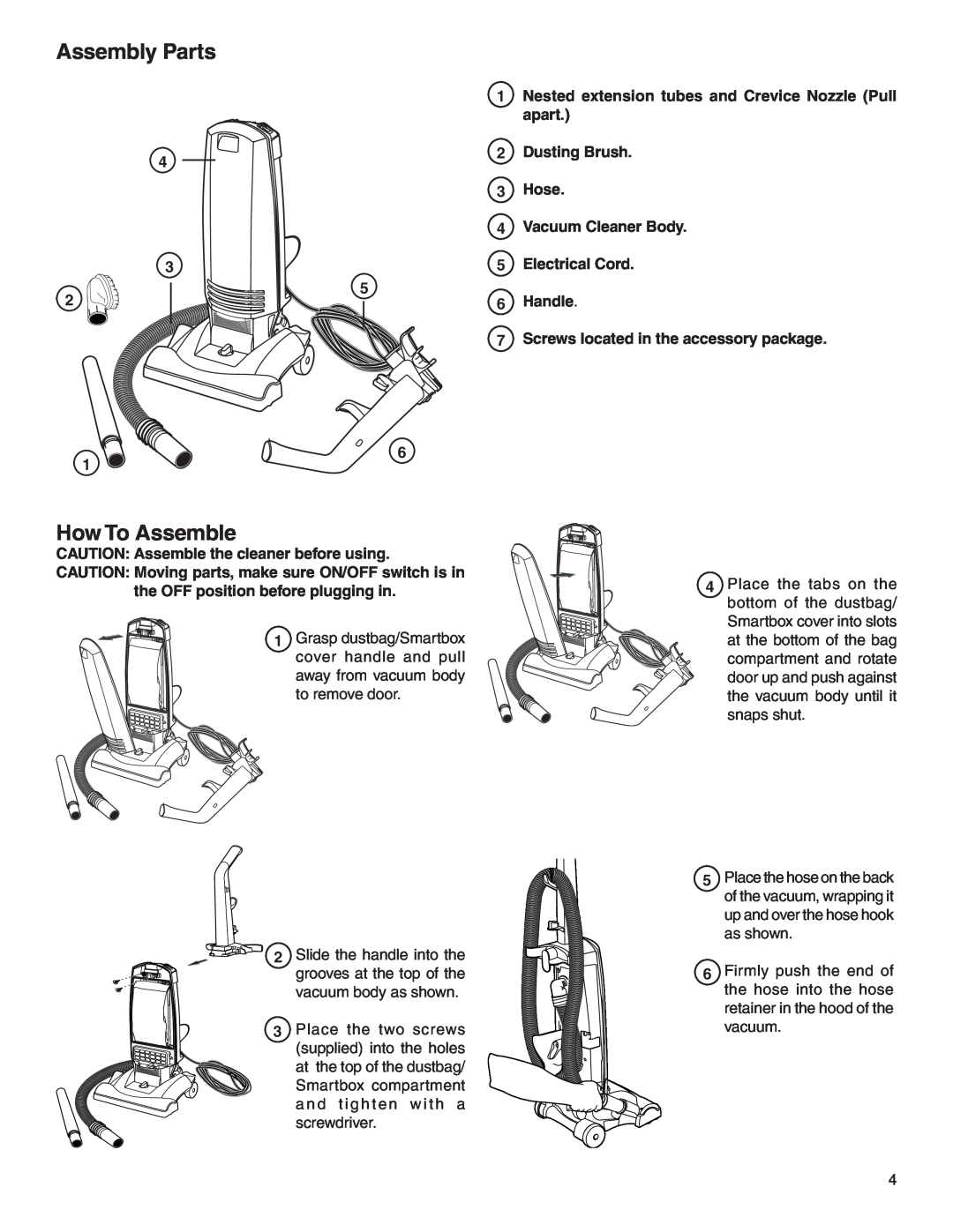 Electrolux Z2900 Series manual Assembly Parts, How To Assemble 