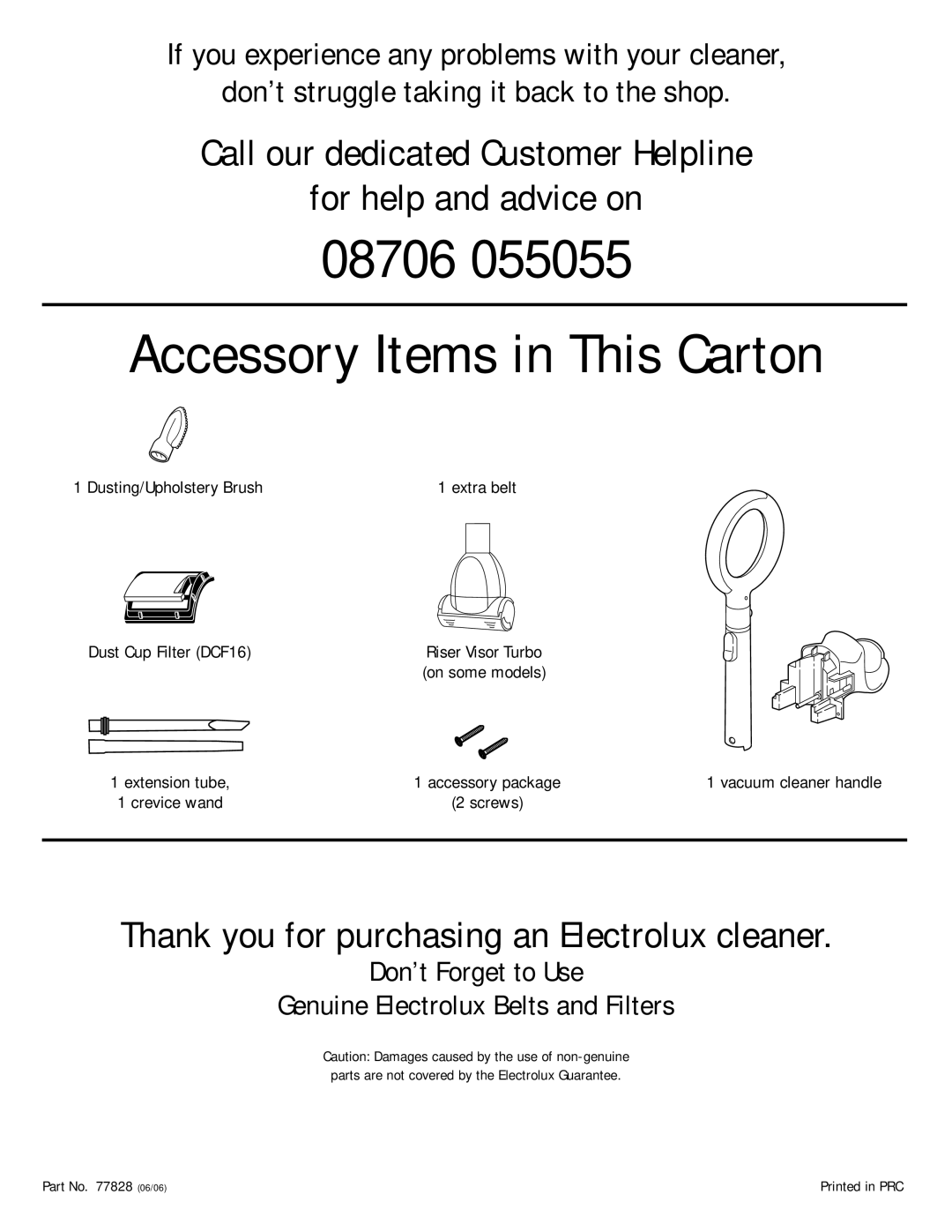 Electrolux Z2950 Series manual 08706 