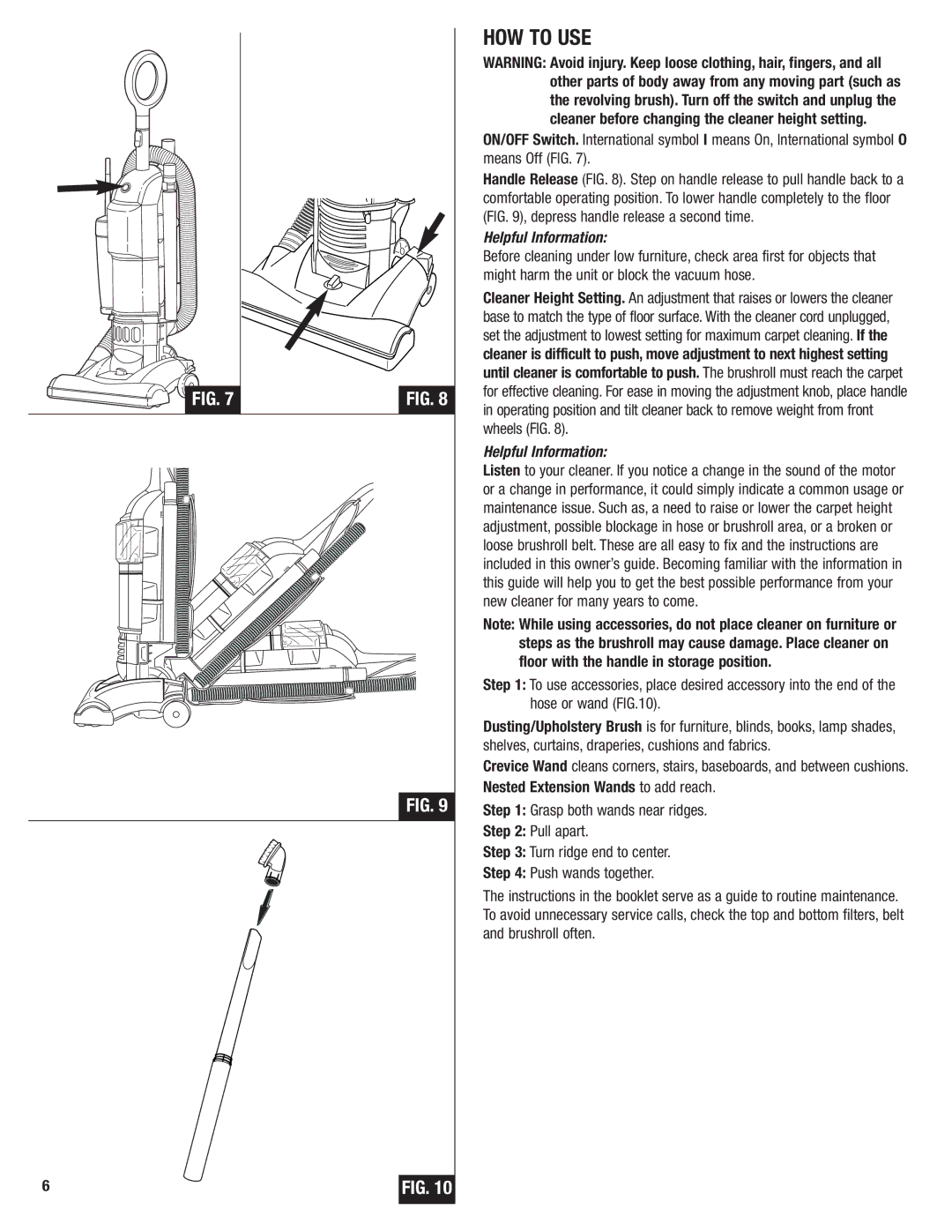 Electrolux Z2950 Series manual HOW to USE, Helpful Information 