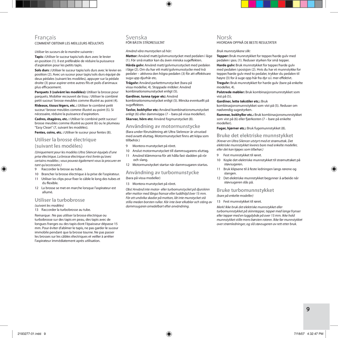 Electrolux Z3300 manual Svenska Norsk 