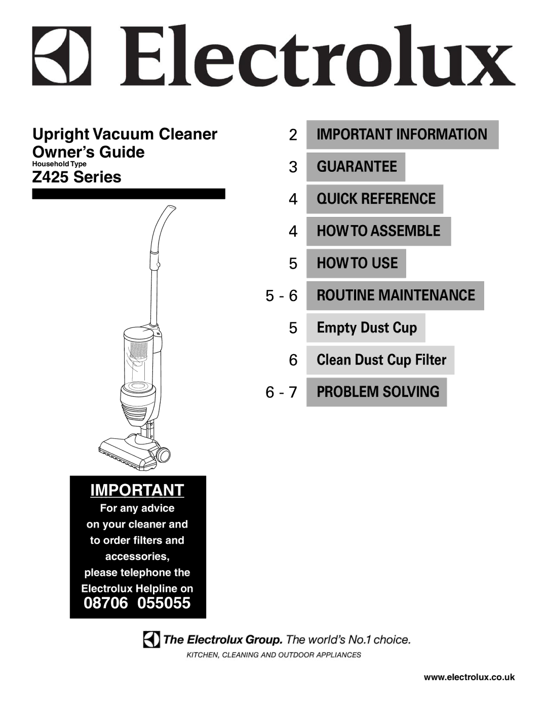 Electrolux Z425 Series manual 08706 