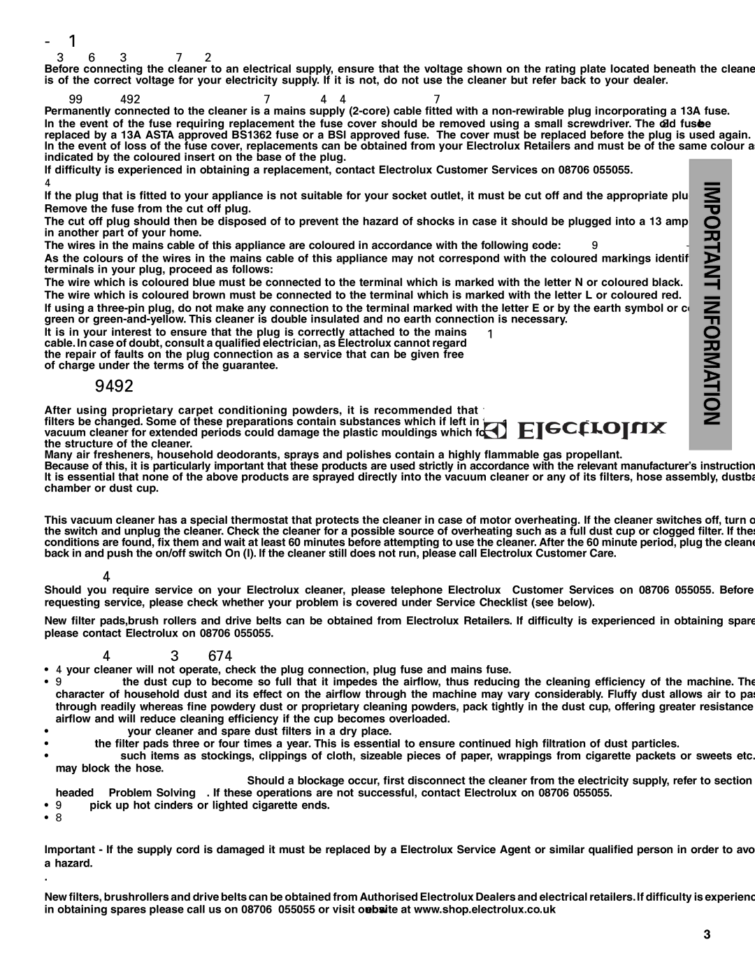 Electrolux Z430 Series manual Before YOU Start, Thermal Cut Off 