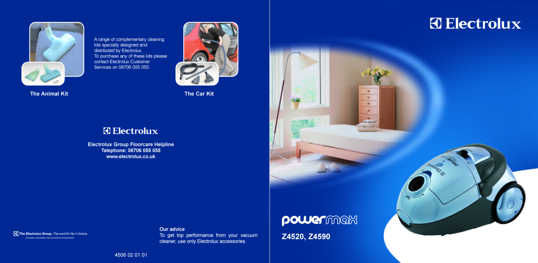 Electrolux manual Z4520, Z4590, The Animal Kit, The Car Kit, Electrolux Group Floorcare Helpline Telephone 08706 055 