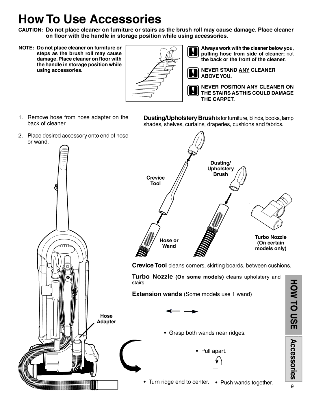 Electrolux Z5500 Series manual How To Use Accessories 