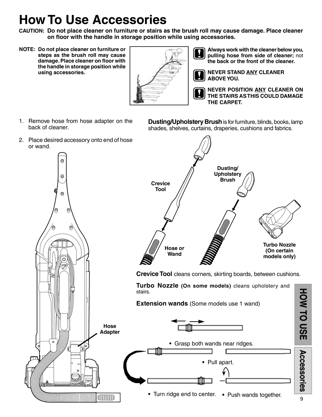 Electrolux Z5600 Series manual How To Use Accessories 