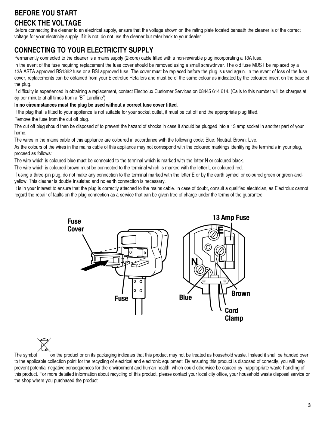 Electrolux Z9120 manual Before YOU Start Check the Voltage, Connecting to Your Electricity Supply 