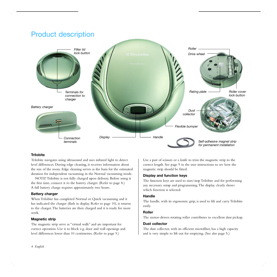 Electrolux ZA2 manual Product description 