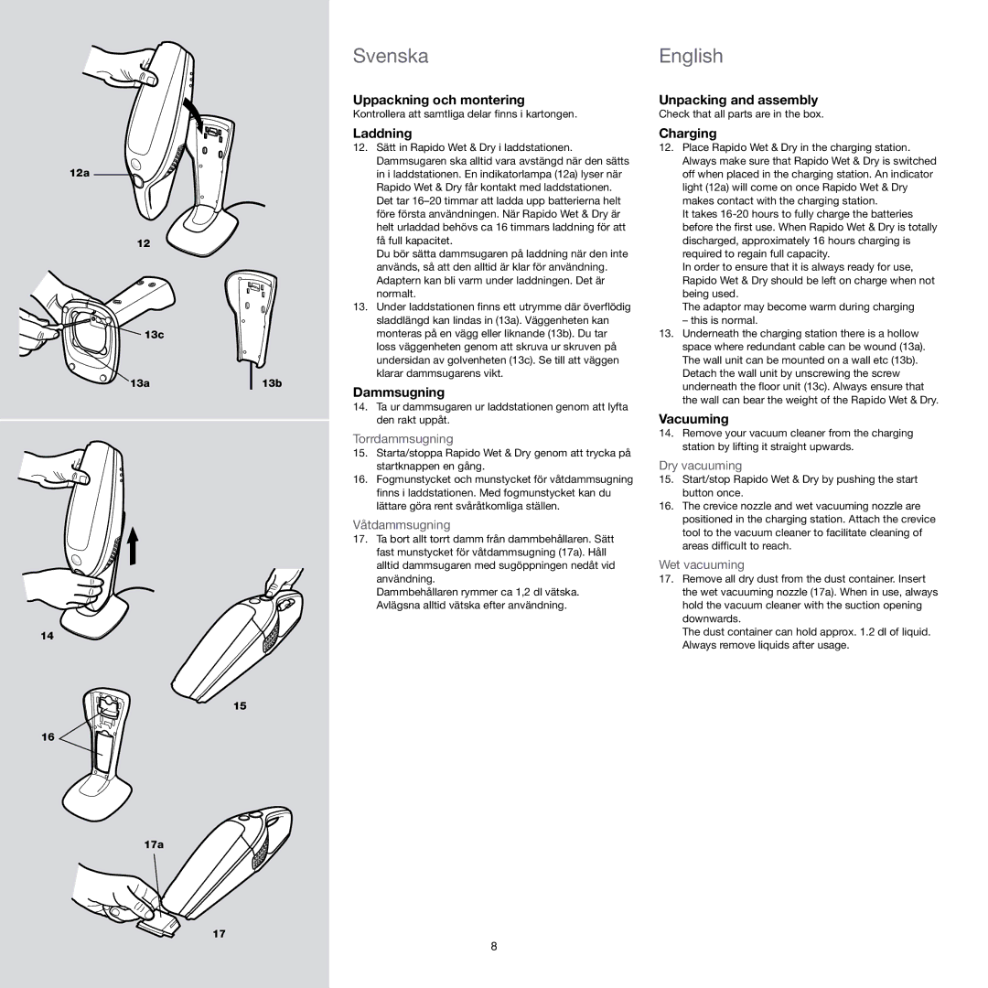 Electrolux ZB404WD manual SvenskaEnglish 